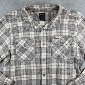 RVCA Gray and White Plaid Button-Down Shirt